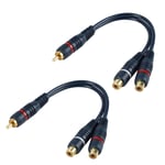 2 RCA mâle à Double RCA Femelle 15cm câble Audio Stéréo à L'Adaptateur de Prise-Fiche Jack 3,5mm