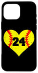 iPhone 16 Pro Max Softball Number 24 Jersey Funny Softball Heart Game Day Case