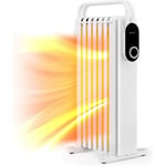 Goplus - Radiateur Bain d'Huile Portable Chauffant Silencieux 1500W, jusqu'à 25 m², Porte-serviette Pratique, 7 éléments, 4 Roues, Protection contre