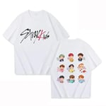 K-POP Stray Kids T-shirt för män och kvinnor, tryckt i högkvalitativt bomull, kortärmad t-shirt, oversized t-shirt, toppar, kläder 2 S