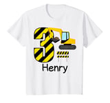 Youth Boys Construction 3rd Birthday Henry 3 Years Old Party T-Shirt