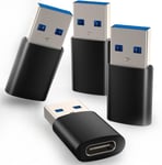 Adaptateur USB C vers USB, 4 Pack Adaptateur USB C Femelle vers USB Mâle, Adaptateur USB C vers USB 3.0 Type C Compatible avec iPhone 15/14/13/12, Samsung Galaxy S21 S22 S23.[G7]