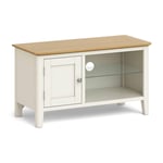 Roseland Furniture Windsor Small Ivory TV Unit for 40 inch Television Bedroom Contemporary Painted Wooden Oak Top TV Stand with Cupboard Storage Cabinet for Living Room | Fully Assembled