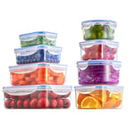 D.Perlla Food Containers, Lunch Box, 8 Pieces Plastic Airtight Food Storage Containers, with Lids, Leak Proof, Microwave and Freezer Safe, BPA Free Food Containers(8 Containers and 8 Lids)