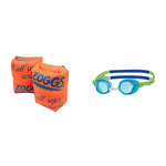 Zoggs Roll-Ups Armbands, Confidence Building Arm Bands, Safe Zoggs Swimming armbands, 1-6 years & Little Ripper Kids Swimming Goggles, Slide Adjust Split Yoke, 0-6 years, Aqua/Green