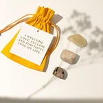 Positive Crystal Kit with Affirmation Card - Set of 3 Crystals Citrine, Sunstone, Rhodonite