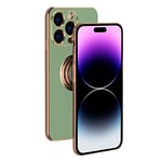 Rdyi6ba8 Coque pour iPhone 14 Pro Max Coque, étui de Silicone Souple avec 360° Placage Anneau Support, Antichoc TPU Housse pour iPhone 14 Pro Max - Vert Clair