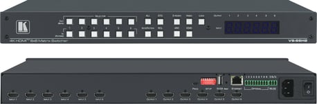 KRAMER VS-66H2 6x6 4K HDR HDCP 2.2 Matrix Switcher with Digital Audio Routing - video/audio switch - rackmonterbar