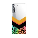 Coque Galaxy S21 PLUS chevron leopard fluo