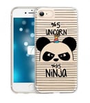 Coque iphone 7 iphone 8 Panda licorne ninja raye unicorn transparente