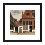 Vermeer View Of Houses In Delft The Little Street 8X8 Inch Square Wooden Framed Wall Art Print Picture with Mount