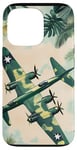 Coque pour iPhone 13 Pro Bombardier B-17G Green Pop Art Tropical B-17 Flying Fortress de la Seconde Guerre mondiale