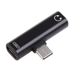 2 i 1 Typ C 3,5 Aux Adapter USB C till 3,5 mm AUX hörlursadapter för Mi 6 TV Type-C telefonkonverterare Black