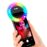 SBS Selfie Ring Light Mini m. Flerfarget Lys for Smarttelefon - Svart