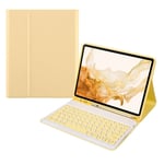 For Xiaomi Pad 6S Pro 12.4 2024 +X3 Candy Color Round Keys Bluetooth Keyboard Leather Case(Lemon Yellow)