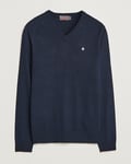 Morris Merino V-neck Navy