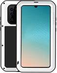 LOVE MEI pour Huawei P30 Pro Coque,Hybrid Coque, Housse, de Protection imperméable en étanche Antichoc Anti-poussière Housse Métal Aluminium Coque pour Huawei P30 Pro avec Verre trempé (Blanc)