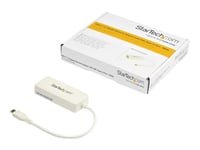 Startech.Com Usb C To Gigabit Ethernet Adapter With Usb A Port, White 1Gbps Nic Usb 3.0/Usb 3.1 Type C Network Adapter, 1Gbe Usb-C Rj45/Lan Tb3 Compatible Windows Macbook Pro Chromebook - Usb C To Ethernet (Us1gc301auw) - Nettverksadapter - Usb-C -