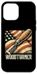 Coque pour iPhone 12 Pro Max Tour de tournage à bois drapeau américain USA