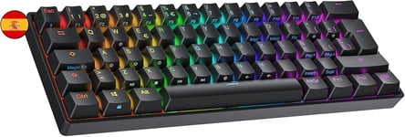 N60 Nova Clavier Mécanique de Jeu 60% | Hot Swap Gaming Keyboard | 62 Touches Programmables | RGB LED | Mac, PC Windows | QWERTY Espagnol (Noir, Gateron Blue)