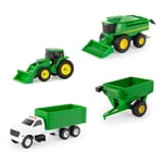 ERTL - Set of 4 vehicles JOHN DEERE - Tractor with attachment Harvester and T...