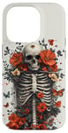 iPhone 14 Pro Skeleton Ribcage Anatomy with Flowers Butterflies Case