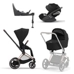 Cybex, Barnevogn, Platinum Line, e-Priam inkl. Cloud T &amp; Base T - Sepia Black/Rosegold