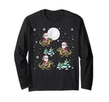 Xmas Tree Santa Riding Komodo Dragon Funny Christmas Long Sleeve T-Shirt