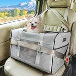 PETSFIT Dog Bag Carrier, Large Cat Carrier for Travel, Soft Puppy Carrier with Patented Buckle and Soft Padding, Ideal for Car Road Trips Up to 20 Lbs Grey