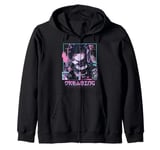 Dreaming Anime Girl Goth Vaporwave Glitch Aesthetic Lovers Zip Hoodie