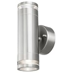 4lite Marinus Outdoor Up Down Wall Light (Stainless Steel) Rust Free IP44 Rated Exterior Wall Lamp Supplied with 2X Smart GU10 Bulbs - 4L2/7005-4Yr Guarantee