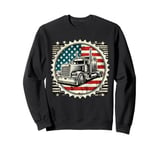 Semi-Trailer Trucker Big Rig American Flag Truck Driver Sweatshirt