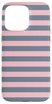 Coque pour iPhone 15 Pro Max Rose Gris rayé Girly Esthétique Preppy Stripes