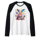 Happy Easter Colorful Egg Hunt Easter Basket for a Kid Raglan Baseball Tee