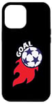 Coque pour iPhone 14 Pro Max Football avec des étoiles drôles et une flamme de feu
