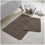 GC GAVENO CAVAILIA Lot de 2 Tapis de Bain de Toilette absorbants et à séchage Rapide avec Dos antidérapant, lavables en Machine, Latte (50 x 80 cm, 50 x 40 cm)