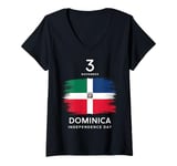 Womens Patriotic Dominica Independence Day Vintage Dominica Flag V-Neck T-Shirt