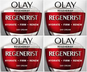 4 x Olay Regenerist 3 Point Anti-Ageing Day Cream Renew Skins Natural Glow 50ml