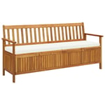 Banc De Jardin Meuble De Patio D'extérieur Terrasse De Rangement Avec Coussin 170 X 63 X 84 Cm Bois D'acacia Solide Helloshop26 02_0011800