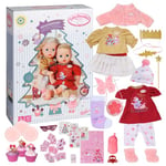 Baby Annabell Calendrier de l’Avent 709634 - 24 tenues & accessoires de Noël pour poupées Baby Annabell de 43cm - Comprend 1 pull, 1 chapeau, 1 robe, des bottes, 1 couronne, 1 tétine & + - 3 ans +
