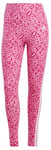 adidas Women's Essentials 3-Stripes Animal Print Leggings, off white/pulse magenta/bold pink, M