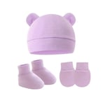 3pcs/lot Newborn Baby Cotton Beanie Hats And Gloves Set Cute Bear Cotton Fall Casual Stretchy Infant Warm Cap Gloves Fashion