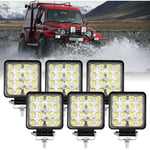 6x 48W Phare de Travail Carre a Leds dc 12V-24V Quad Camion Bateau Tracteur Offroad Impermeable IP68 - Vingo