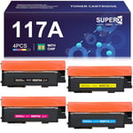 117A Toner (avec Puces) Compatible pour HP 117A W2070A W2071A W2072A W2073A pour HP Color Laser MFP 178NW 179FNW 179FWG 178NWG 150NW 150A (Noir/Jaune/Cyan/Magenta)