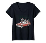 Womens Christmas Raccoon Thrifting Holiday Get In Scavenger We're V-Neck T-Shirt