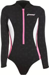 Cressi Women's Termico Lady 2mm One-Piece Swimsuit Long Sleeves Woman in High Stretch Neoprene, Black/Pink/White, XL