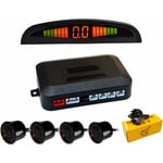 Beijiyi - Radars de recul pour Voiture, 4 capteurs universels capteur de recul Voiture avec Affichage Couleur led, kit Alarme Audio de recul (Noir)