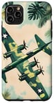 Coque pour iPhone 11 Pro Max Bombardier B-17G Green Pop Art Tropical B-17 Flying Fortress de la Seconde Guerre mondiale