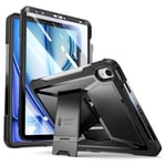 ZtotopCases for iPad Air 11 inch Case(2024),iPad Air 6th Generation Case,5th/4th Generation 10.9 2022/2020, Built-in Screen Protector, Dual Layer Shockproof, Pencil Holder + Kickstand Cover,Black