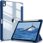 FINTIE Coque pour iPad Air 11 Pouces 2024 M2 / iPad Air 5 2022 / iPad Air 4 2020 10.9" - [Rangement de Stylet] Housse Transparente Claire Etui Antichoc Veille/Réveil Auto, Bleu Naval